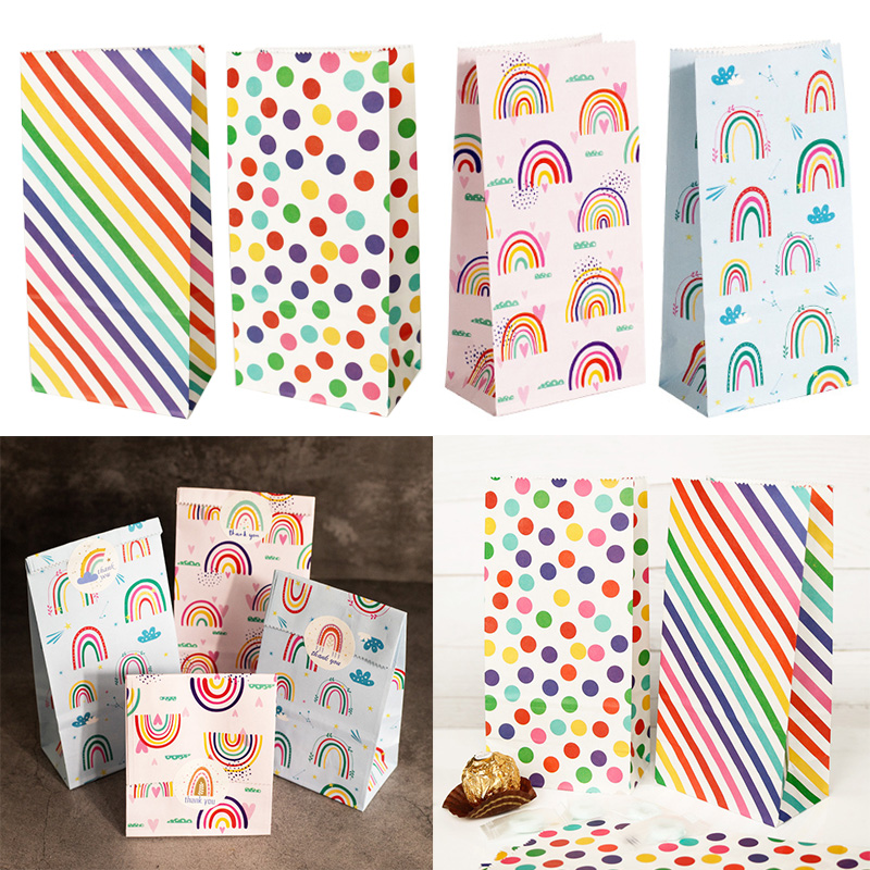 Wedding Event Supply - Küçük Kağıt Torbalar Gökkuşağı Baskılı Şeker