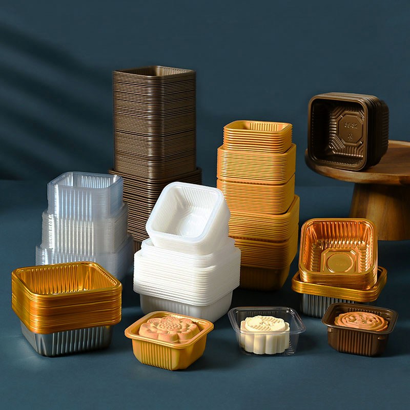 Wedding Event Supply - 100 adet Mooncake Plastik Tepsi PET